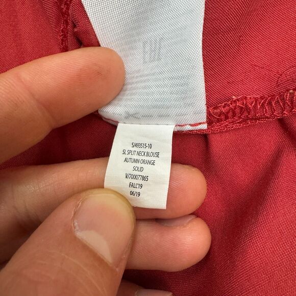 Banana Republic Satin Blouse Tank Top Womens Medium Autumn Orange Split Neck - Picture 8 of 12